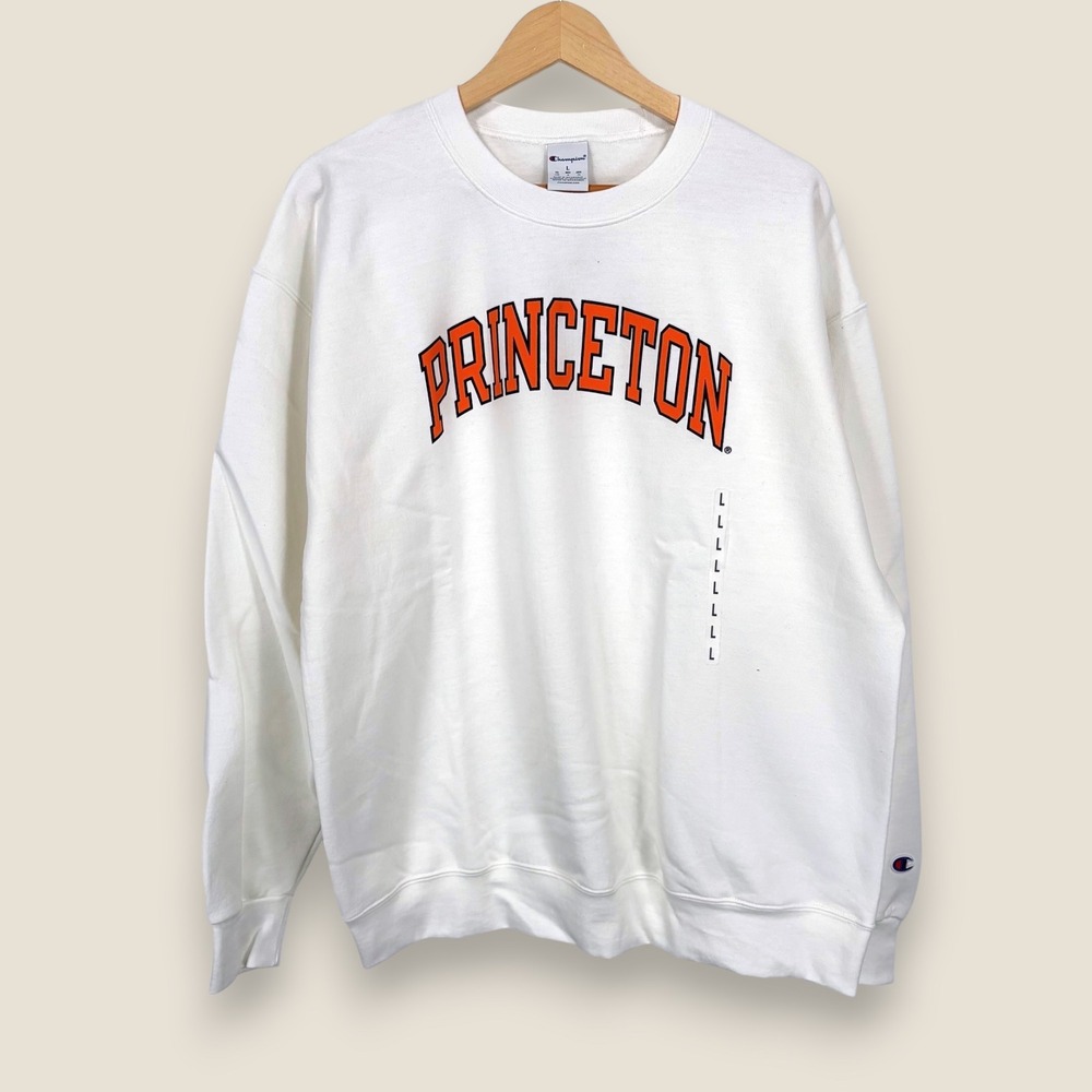 Princeton Tigers Champion Sweatshirt Mens Large White Orange Logo Collegiate Ivy